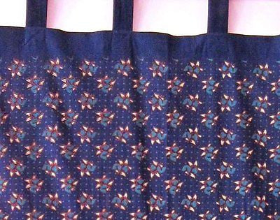Handmade Sanganer Mandala 100% Cotton Tab Top Curtain Drape Panel Blue 44x88 - Sweet Us