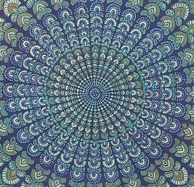 CLEARANCE SALE Sanganer Peacock Mandala Cotton Tapestry Tablecloth Spread Twin - Sweet Us