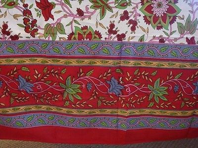 Handmade Floral 100% Cotton Tablecloth Tapestry Coverlet Wall Hang 87x90 Red - Sweet Us