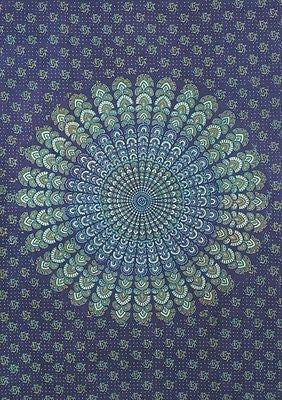 CLEARANCE SALE Sanganer Peacock Mandala Cotton Tapestry Tablecloth Spread Twin - Sweet Us