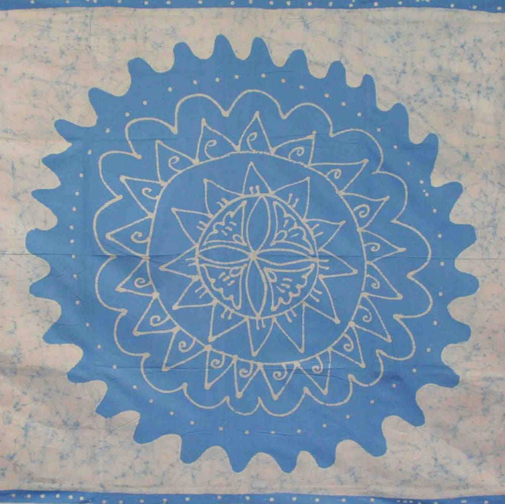 Handmade 100% Cotton Floral Batik Tapestry Tablecloth Throw Coverlet Blue Twin - Sweet Us