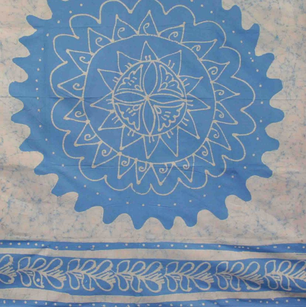 Handmade 100% Cotton Floral Batik Tapestry Tablecloth Throw Coverlet Blue Full - Sweet Us