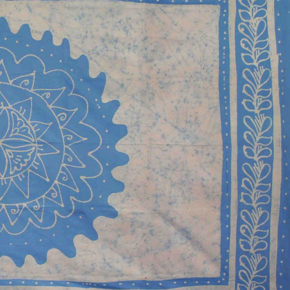 Handmade 100% Cotton Floral Batik Tapestry Tablecloth Throw Coverlet Blue Twin - Sweet Us