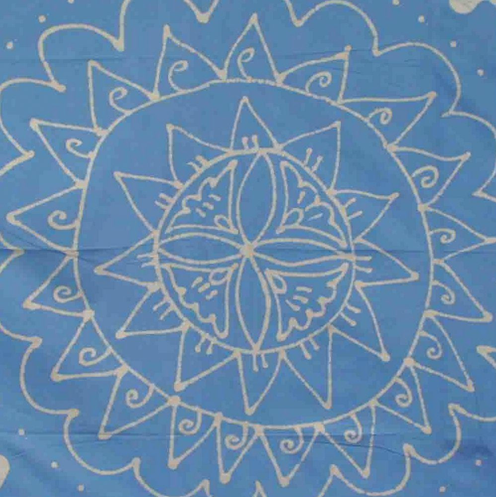Handmade 100% Cotton Floral Batik Tapestry Tablecloth Throw Coverlet Blue Twin - Sweet Us