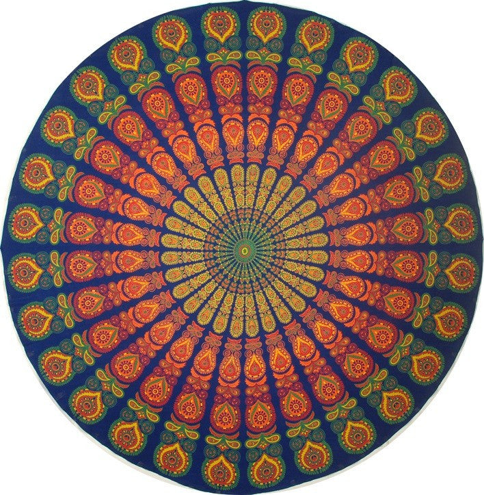 CLEARANCE Handmade Sanganer Peacock Mandala 72" Round 100% Cotton Tablecloth - Sweet Us
