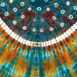 Cotton Bandhani Tie Dye Mandala Tablecloth Round 76 inches Blue Orange Brown - Sweet Us