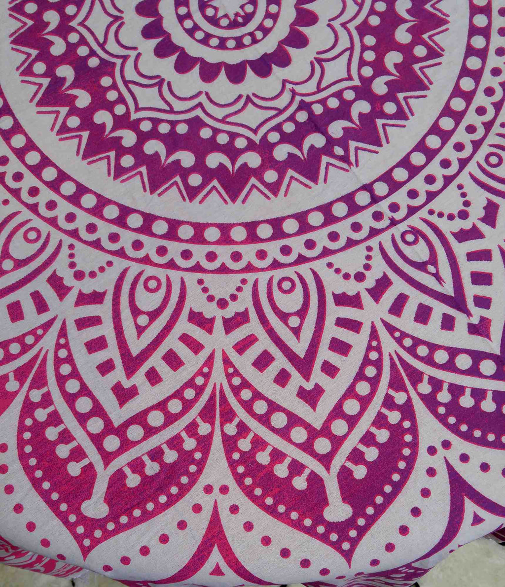 Cotton Tie Dye Floral Tablecloth Round with Fringes 72 inches Pink - Sweet Us