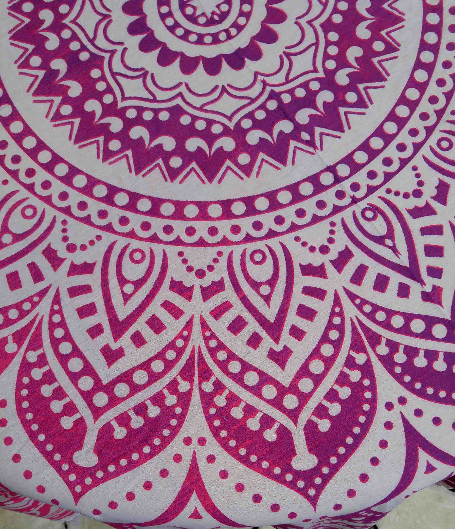 Cotton Tie Dye Floral Tablecloth Round with Fringes 72 inches Pink - Sweet Us