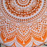 Cotton Tie Dye Floral Tablecloth Round White Orange