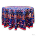 Meridian Mandala Cotton Tablecloth Round — Cobalt Festival - Sweet Us