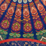 Cotton Elephant Mandala Floral Tablecloth Round 81 in Blue Red Orange Green