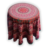 Cotton Autumn Elephant Mandala Floral Tablecloth Round