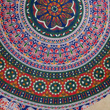 Handmade 100% Cotton Elephant Mandala Floral 81" Round Tablecloth Red Blue Orange Green - Sweet Us