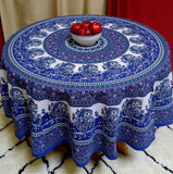 Cotton Mandala Paisley Floral Tablecloth Round 72 inches Blue Purple - Sweet Us
