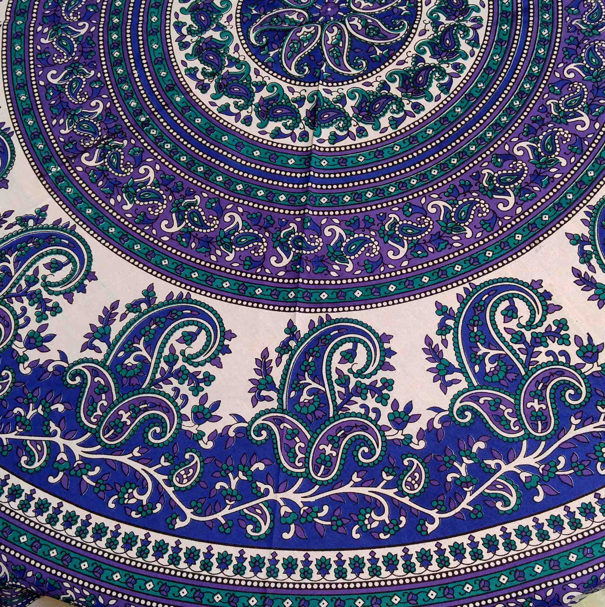 Cotton Mandala Paisley Floral Tablecloth Round 72 inches Blue Purple - Sweet Us