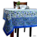 Royal Paisley Floral Cotton Block Print Tablecloth Rectangle, Seaglass Symphony - Sweet Us