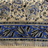 Ashlyn Block Print Floral Tablecloth Square Blue Zodiac, Black, Blue, Beige
