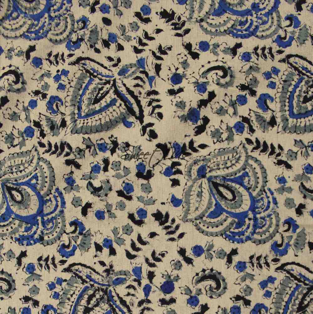 Ashlyn Block Print Floral Tablecloth Square Blue Zodiac, Black, Blue, Beige