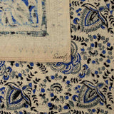 Ashlyn Block Print Floral Tablecloth Square Blue Zodiac, Black, Blue, Beige