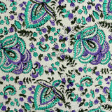 Ashlyn Block Print Floral Tablecloth Square Turquoise, Purple, Beige