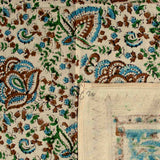 Ashlyn Block Print Floral Tablecloth Square Sky Blue, Gold, Green, Beige
