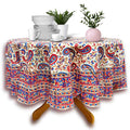 Paisley Reverie Hand?Block Printed Cotton Round Tablecloth — Desert Bloom - Sweet Us