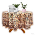 Block Print Tablecloth Round, Floral Paisley Elephants in Blue, Gold, Gray - Sweet Us