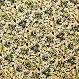 Block Print Tablecloth Round, Floral Paisley Love in Black, Green, Yellow
