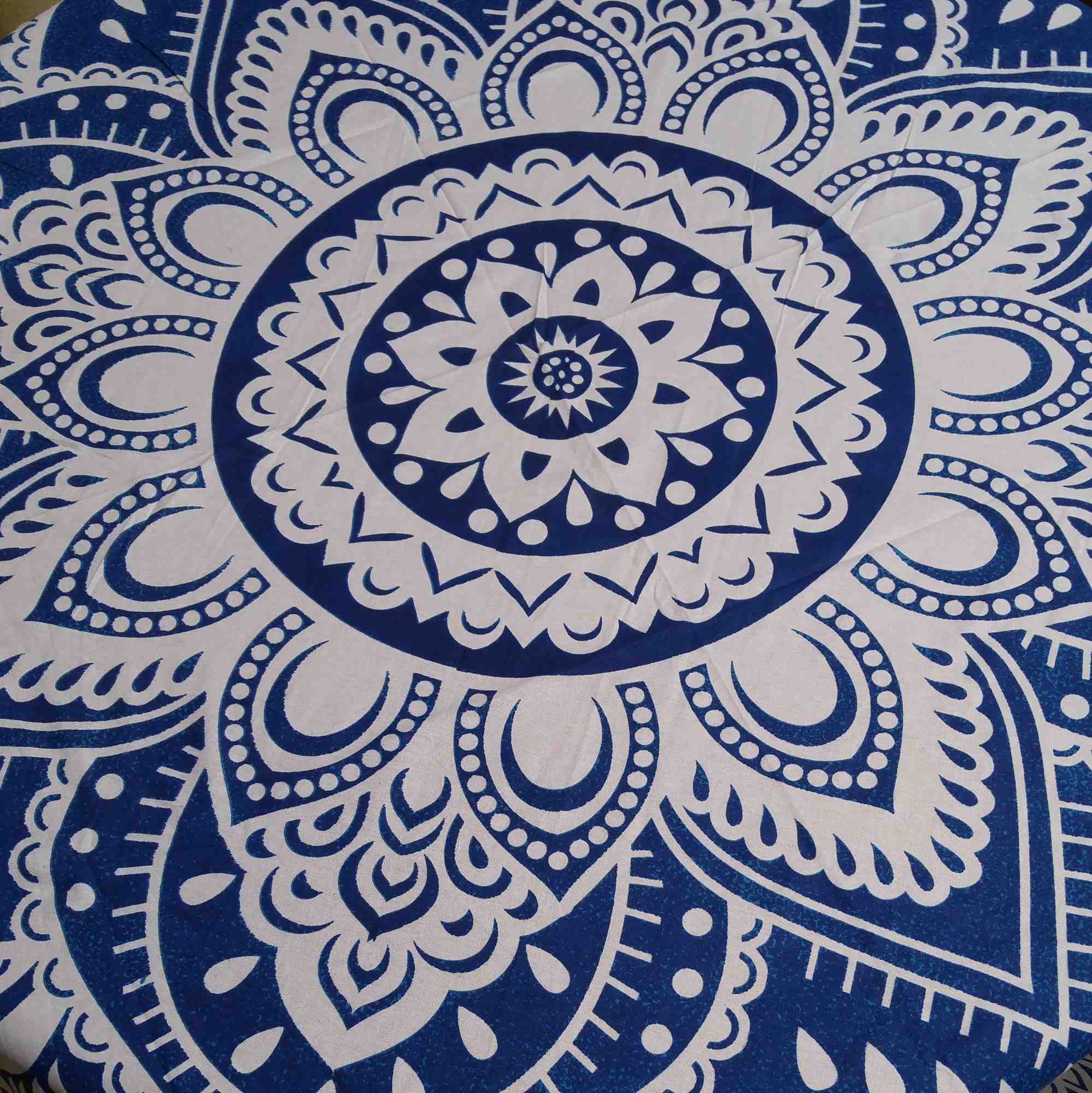 Cotton Blooming Floral Tablecloth Round 81-inch Beach Sheet Beach Throw Green Blue - Sweet Us