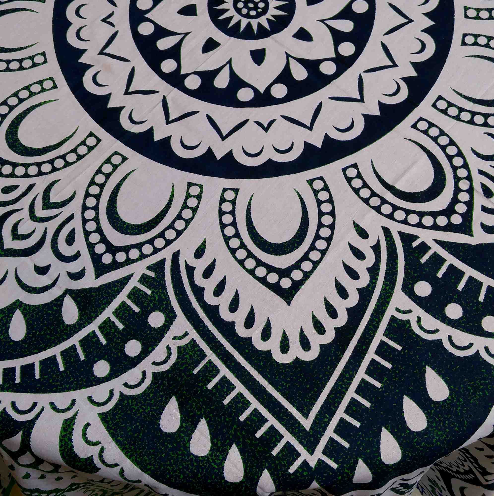 Cotton Blooming Floral Tablecloth Round 81-inch Beach Sheet Beach Throw Green Blue - Sweet Us