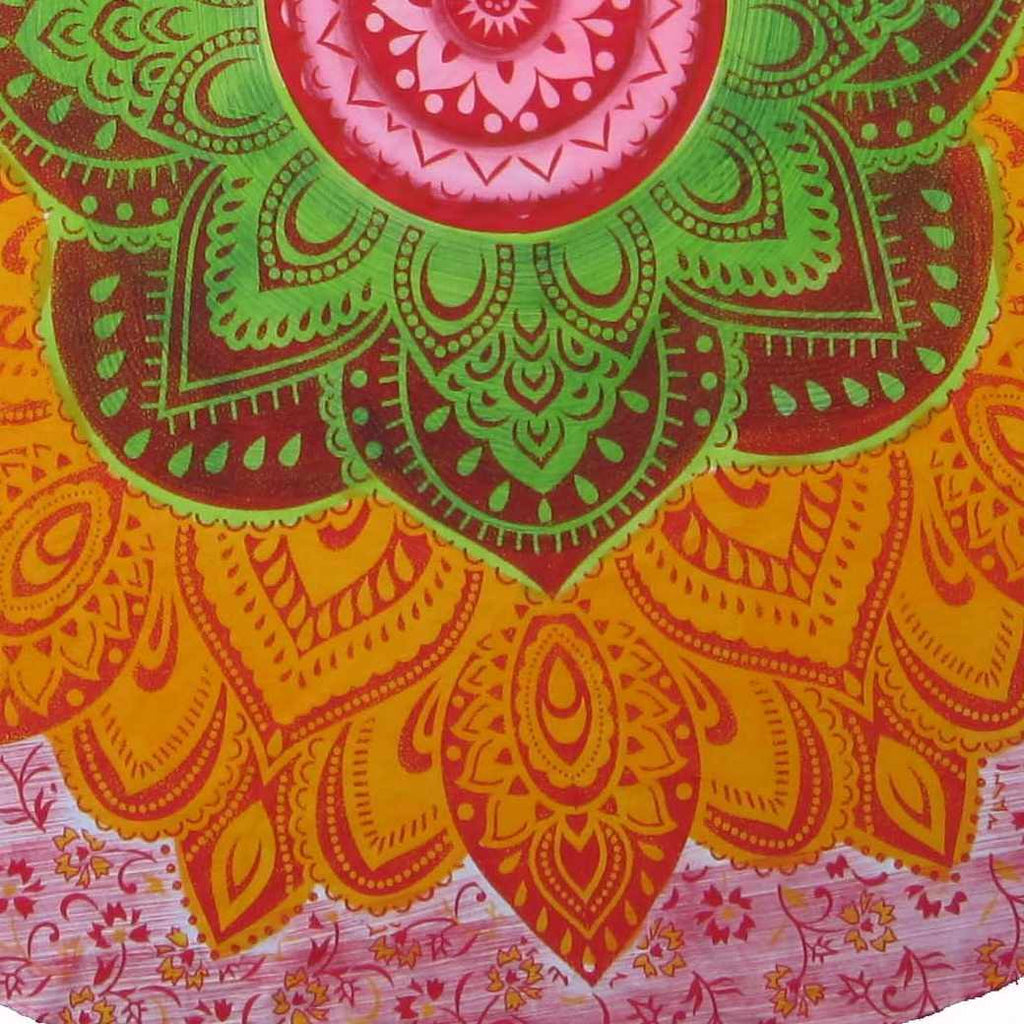 Cotton Blooming Floral Tablecloth Round 81-inch Beach Sheet Beach Throw Green Blue - Sweet Us