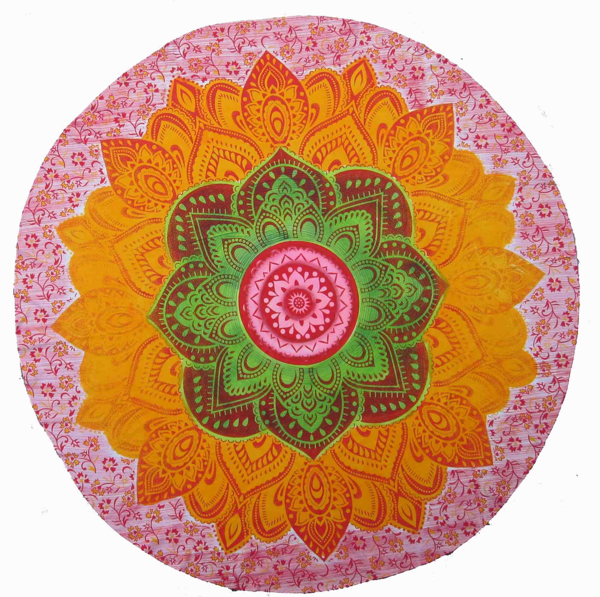 Cotton Blooming Floral Tablecloth Round 81-inch Beach Sheet Beach Throw Green Blue - Sweet Us