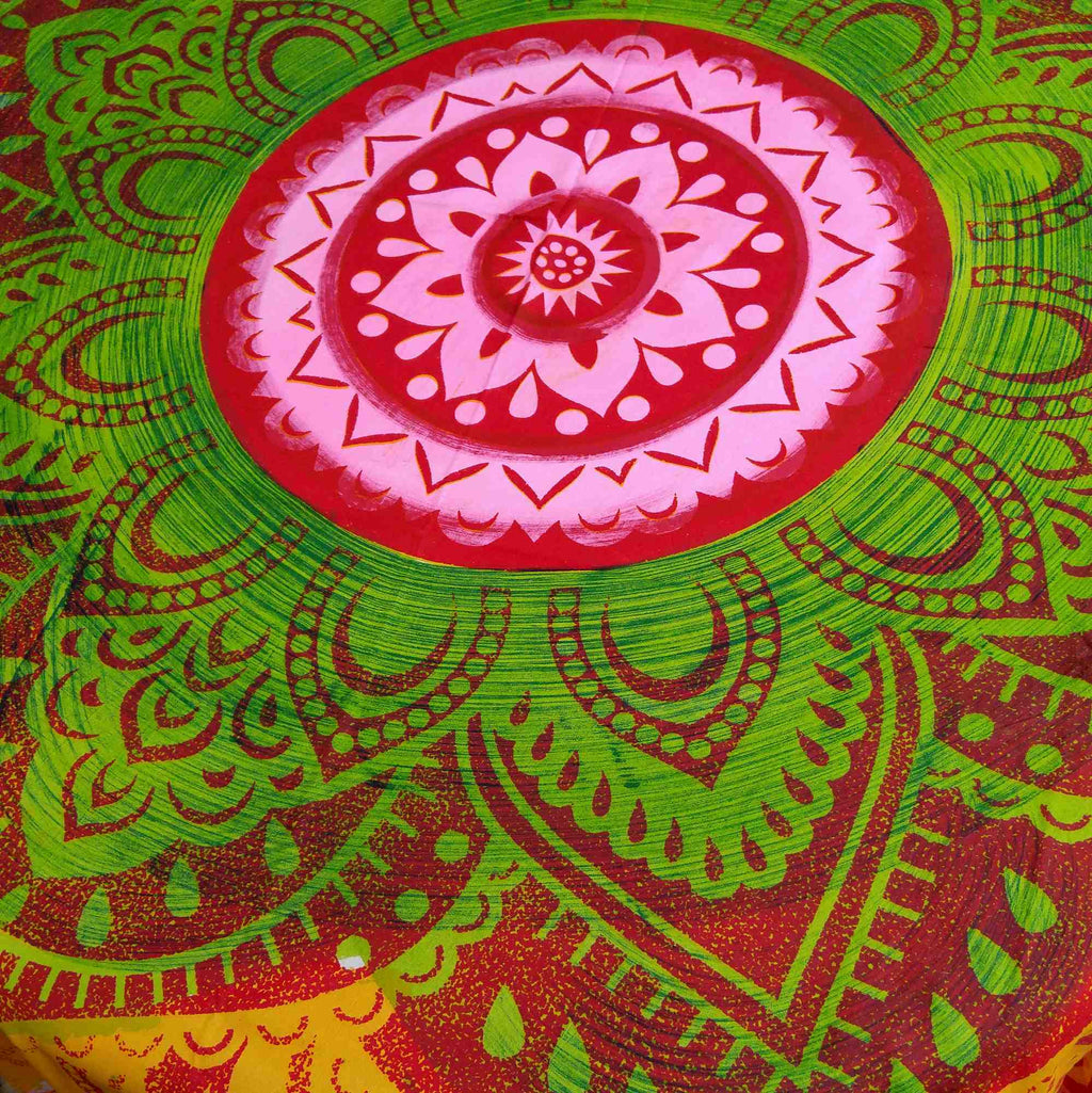 Cotton Blooming Floral Tablecloth Round 81-inch Beach Sheet Beach Throw Green Blue - Sweet Us