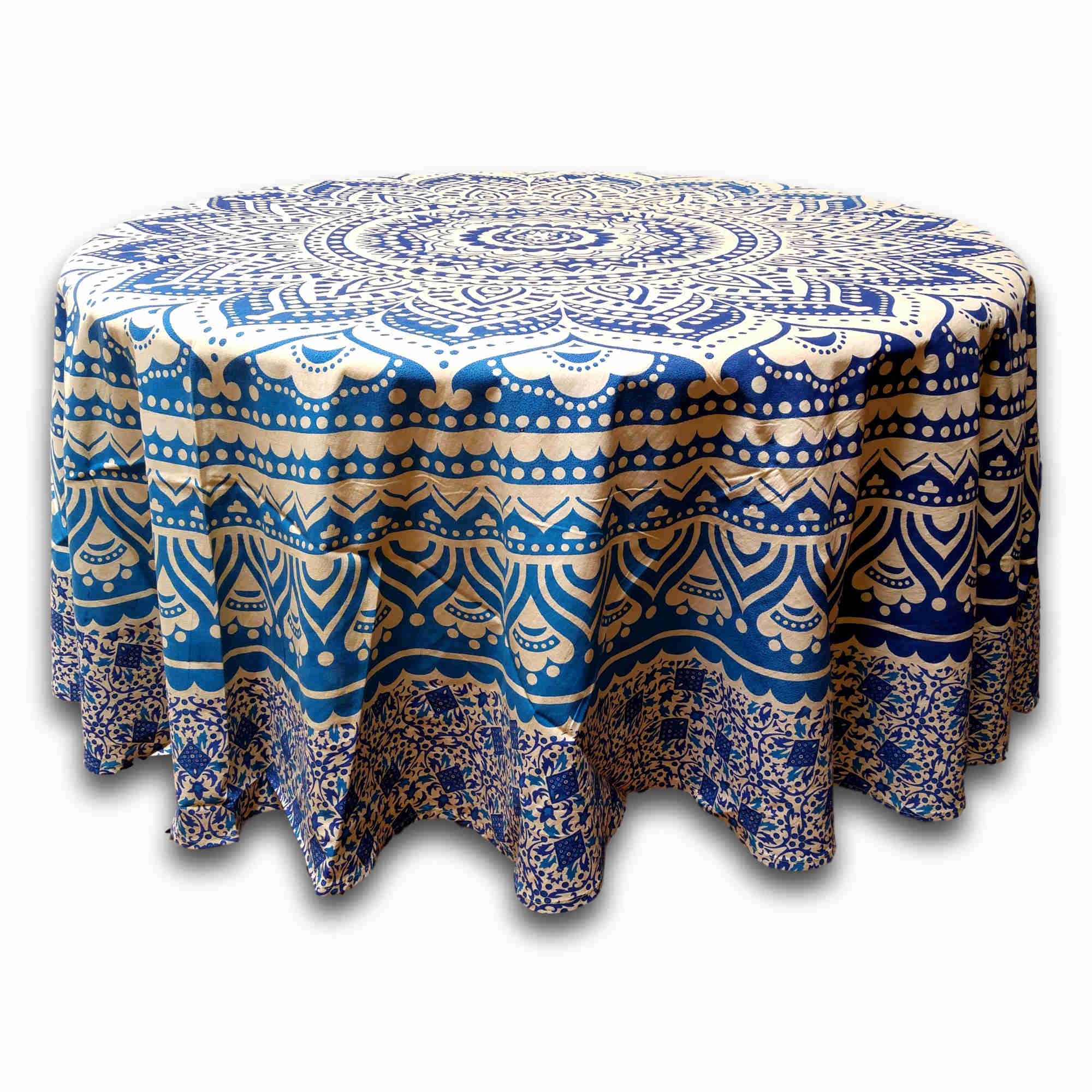 Cotton Floral Tablecloth Round, Tablecloth Rectangular Blue Green - Sweet Us