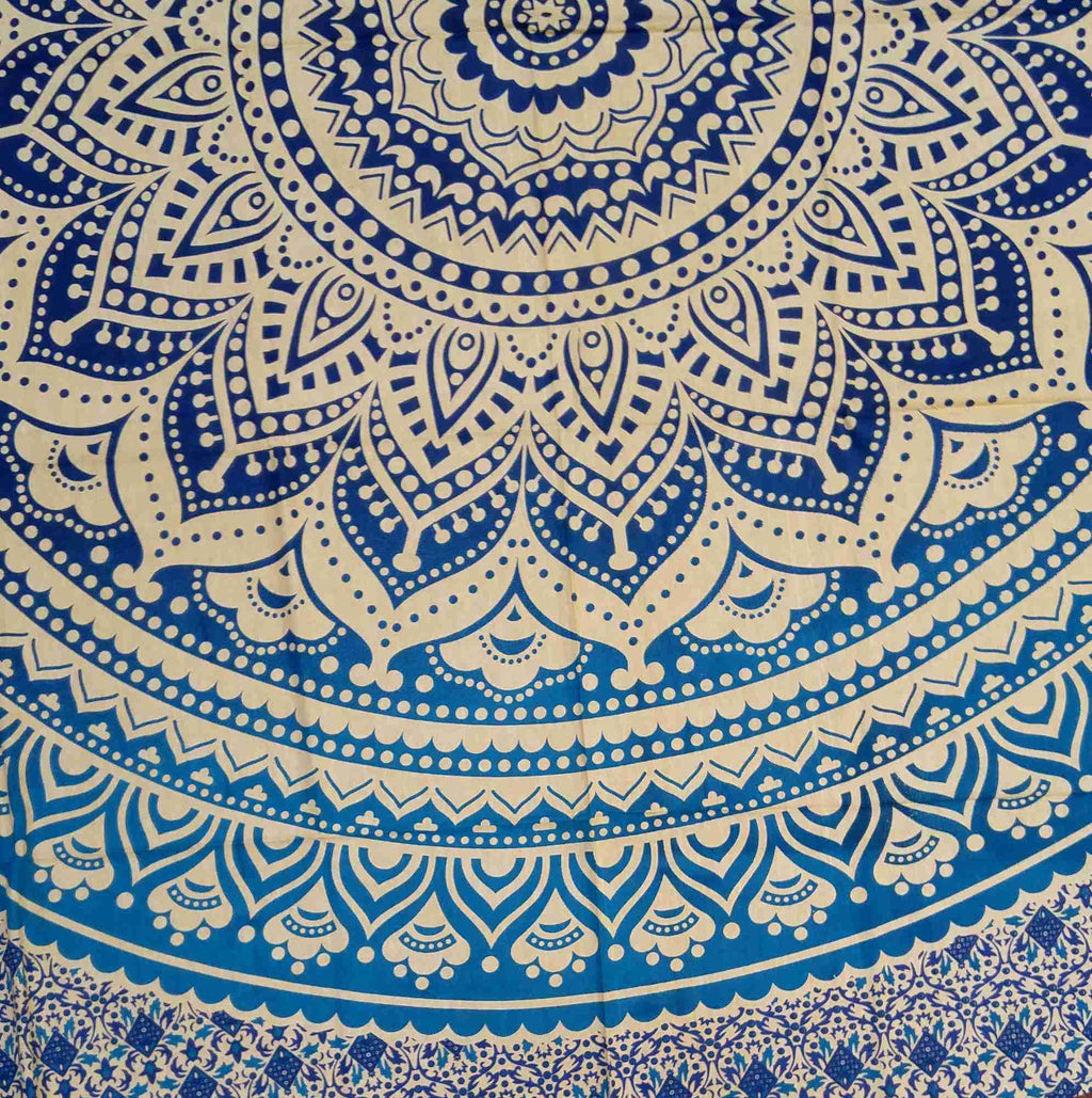 Cotton Floral Tablecloth Round, Tablecloth Rectangular Blue Green - Sweet Us