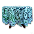 Cotton Blooming Floral Tablecloth Round 81-inch Beach Sheet Beach Throw Green Blue - Sweet Us