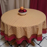 Cotton Floral Vine Square & Round Tablecloth Gold Red Table Linen - Sweet Us