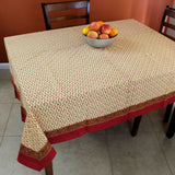 Cotton Floral Vine Square & Round Tablecloth Gold Red Table Linen - Sweet Us