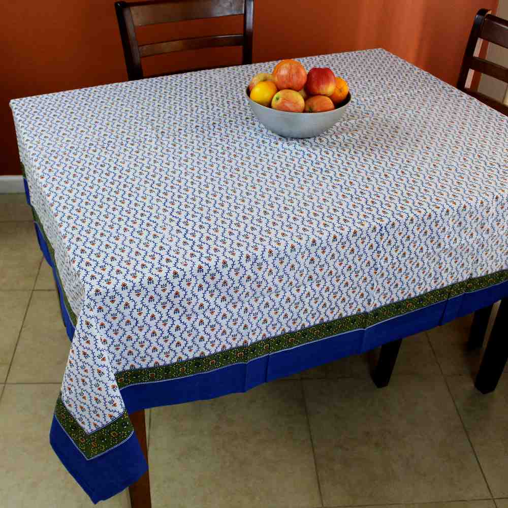 Floral Vine Tablecloth Round Square Table Linen White Blue Green Gold Red - Sweet Us