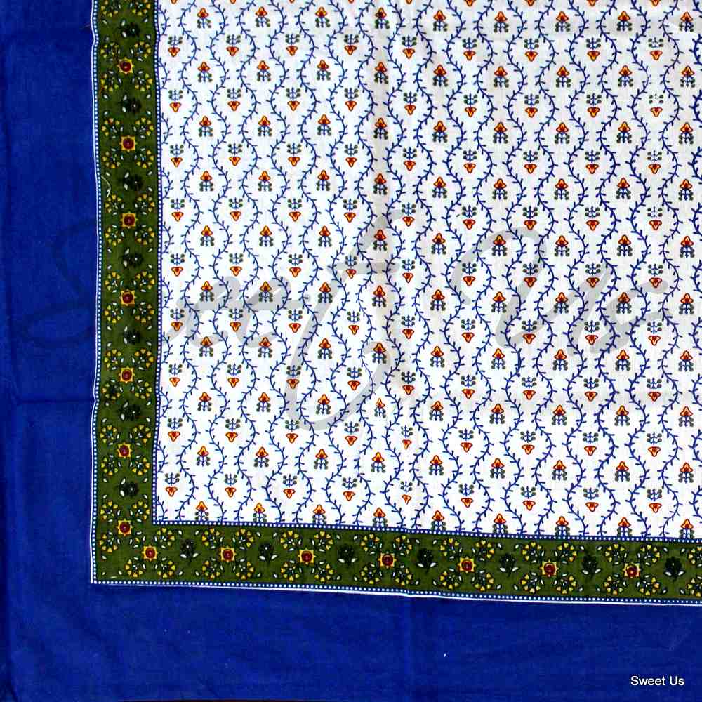 Floral Vine Tablecloth Round Square Table Linen White Blue Green Gold Red - Sweet Us