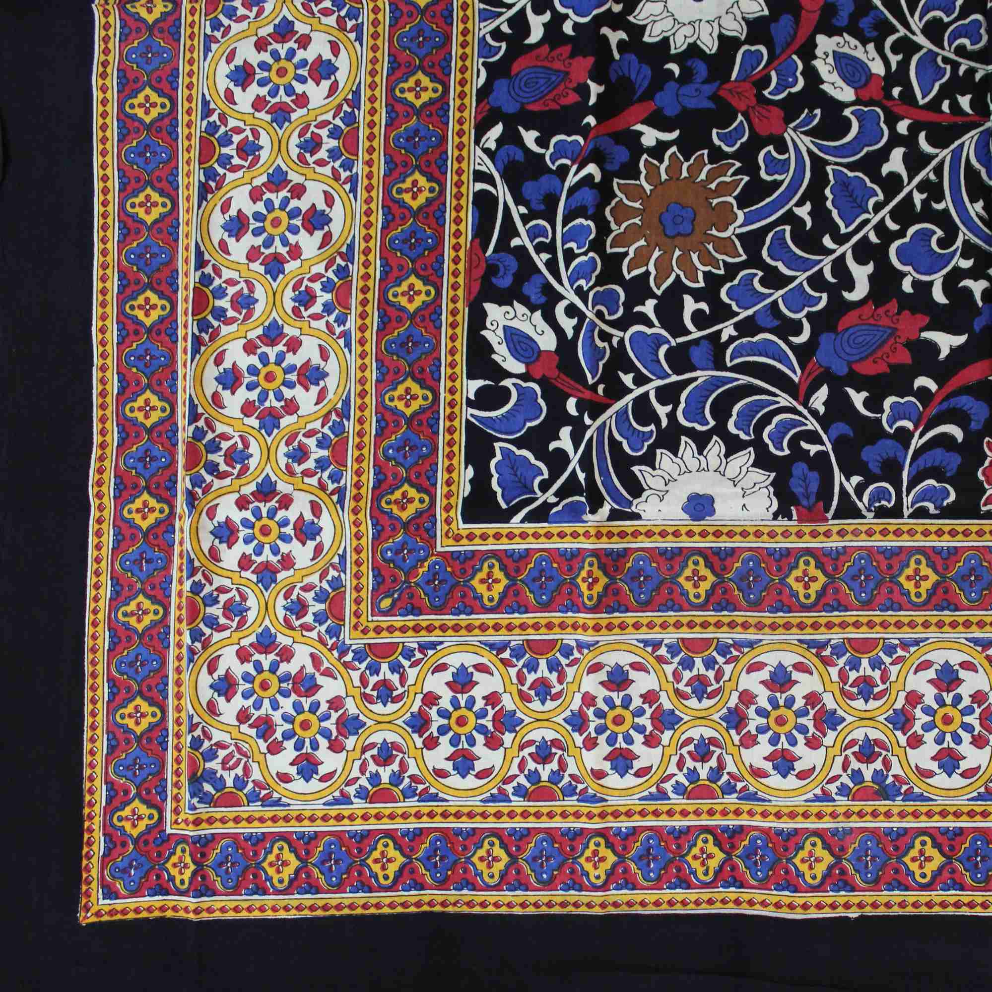 Cotton Sunflower Tablecloth for a Square Table 60x60 Black & Yellow - Sweet Us