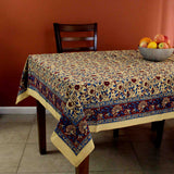 Handmade Hand Block Print 100% Cotton Eternal Floral Vine Tablecloth 60x60 Gold Red - Sweet Us