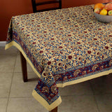 Handmade Hand Block Print 100% Cotton Eternal Floral Vine Tablecloth 60x60 Gold Red - Sweet Us