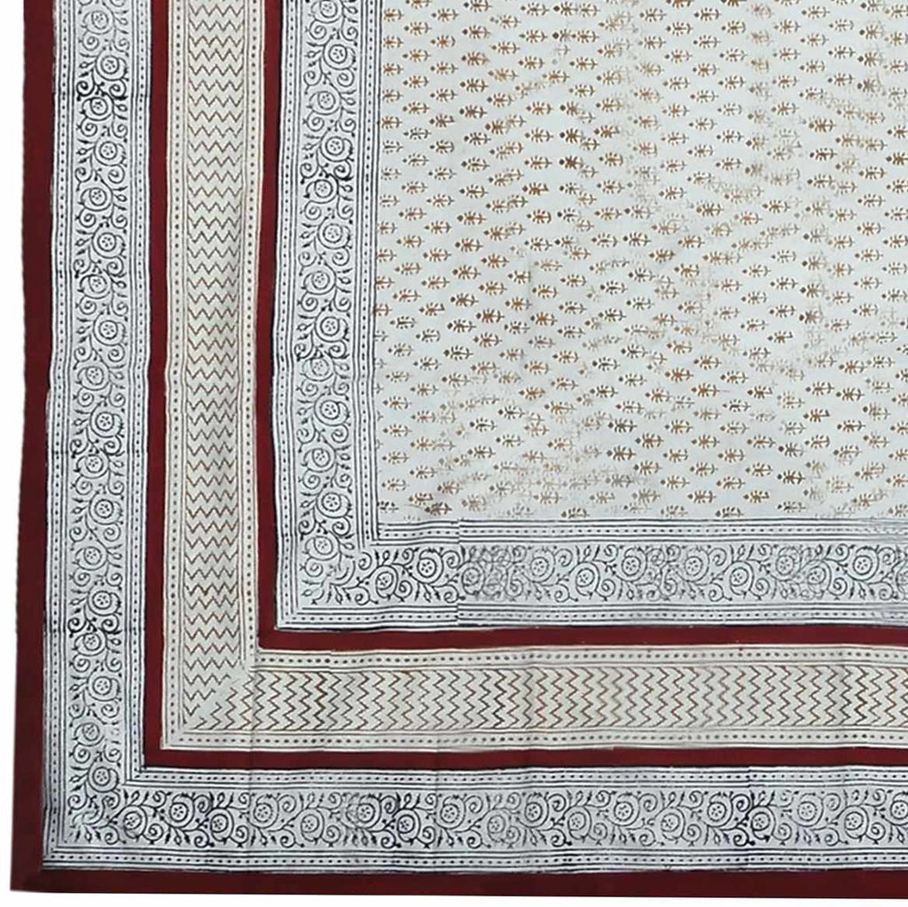 Handmade 100% Cotton Hand Block Print Dabu Tablecloth 72" x 72" Square Red - Sweet Us