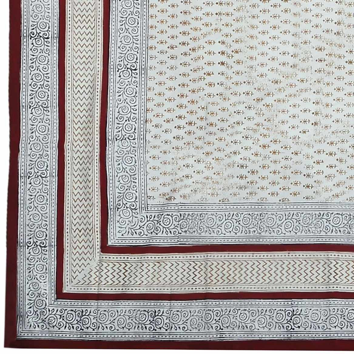 Handmade 100% Cotton Hand Block Print Dabu Tablecloth 72" x 72" Square Red - Sweet Us