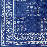 Cotton Hand Block Print Round Tablecloth Square Dabu Indigo Blue Black - Sweet Us