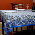 Botanical Serenity Block Print Cotton Floral Square Tablecloth White - Sweet Us