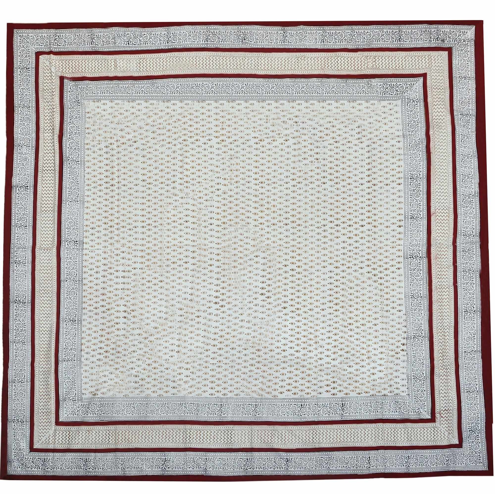 Handmade 100% Cotton Hand Block Print Dabu Tablecloth 72" x 72" Square Red - Sweet Us