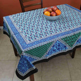 Cotton Floral 70 inches Tablecloth for Square Tables Blue Green Tan Purple - Sweet Us