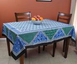 Cotton Floral 70 inches Tablecloth for Square Tables Blue Green Tan Purple - Sweet Us